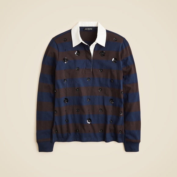 J. Crew New premium-weight classic rugby shirt with embellishments - Picture 4 of 8